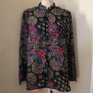 [White Stag] Sheer Paisley Button Down Shirt | See Measurements | Good